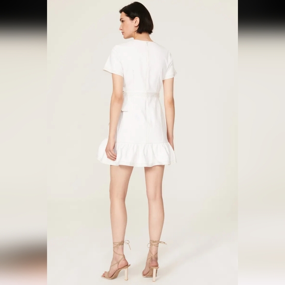 Cinq a Sept Josi Denim White Mini Wrap Dress Size 4 - Picture 4 of 12